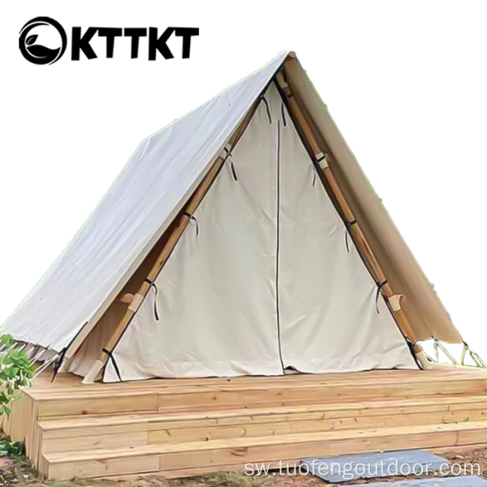 Beige White Outdoor Camping Hema ya Chalet ya pembetatu
